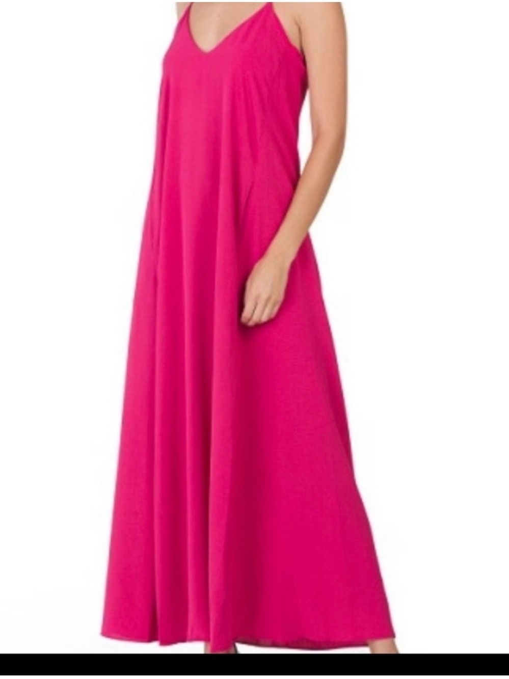 Nicole Miller Hot Pink V-Neck Maxi Dress